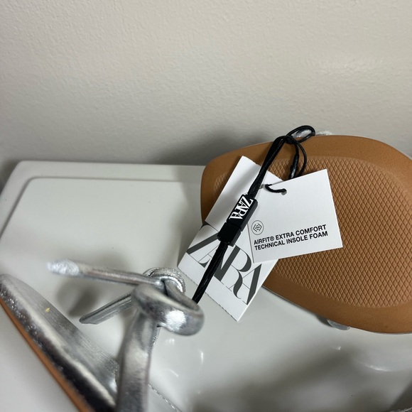 Zara Silver Slingback Heels with Bow Detail - Picture 5 of 9